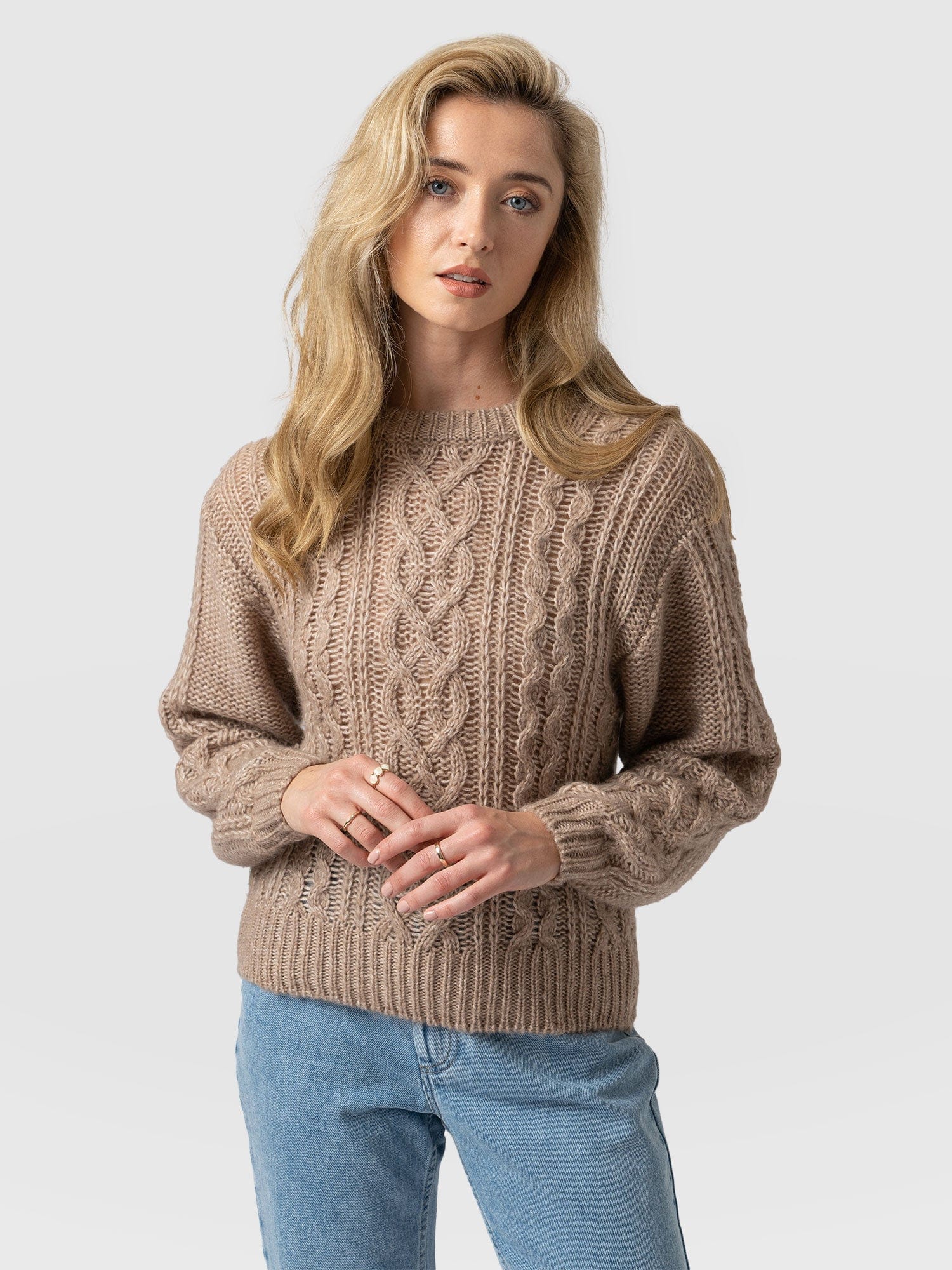 Penny Cable Jumper Beige - Women's Jumpers | Saint + Sofia® EU
